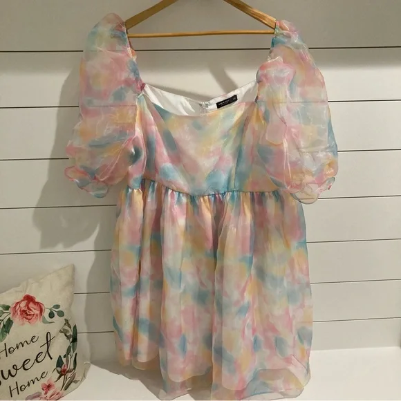 4XL Lover Era Pastel Puff Sleeve Mini Dress dreamy swiftie taylor swift spring - Picture 3 of 9
